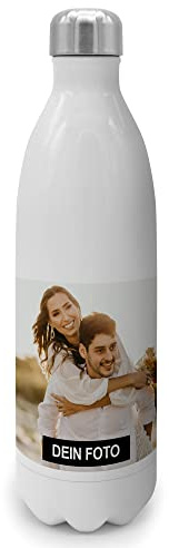 PhotoFancy® - Personalisierte Trinkflasche - Thermo-Trinkflasche mit eigenem Foto selbst gestalten - Thermosflasche aus Edelstahl - Layout und Größe wählen (1 Bild, 1000 ml)
