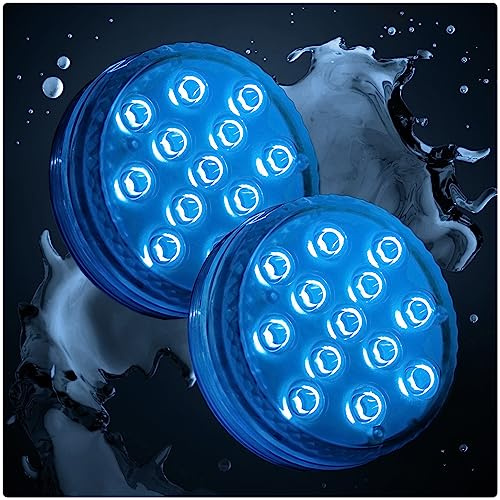 PRECORN 2er Set Poolbeleuchtung LED Unterwasser Licht inkl Fernbedienung Pool Licht mit 13 LED Unterwasserlicht Teichbeleuchtung Whirlpool