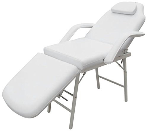 Homgoday Silla de Masaje Plegable, Piel Sintética, Blanco, 110 kg Máx. - Portátil y Cómoda