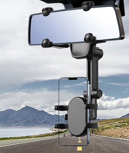 JYFKINN Handyhalterung Auto Rückspiegel, 360° Multifunktionaler Drehbarer Und Einziehbarer Rückspiegel Telefonhalterung, Universal Autotelefonhalter, KFZ Handy Halterung für Alle Handys