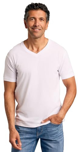 True Classic Camiseta de Manga Corta con Cuello de Pico para Hombre, Pack de 3 - Carbón, Blanco, Negro, 2XL