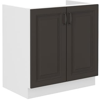Kuechen-preisbombe Spülenschrank 80 cm Stilo Grau + Weiss Küchenzeile Küchenblock Küche Einbauküche