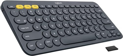 Logitech K380 Bluetooth Keyboard – Windows, Mac, Chrome OS, Android, iPad, iPhone, Apple TV Compatible – with Flow Cross, Dark Grey, Bulk Packaging