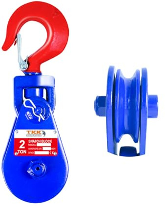 TKK 2 Ton Snatch Block with Swivel Hook, 3 Sheave for 3/8 Wire Rope - Heavy-Duty Snatch Pulley 4400lbs for Efficient Towing and Recovery Operations on Rollback, Wrecker, and Car Hauler Winches