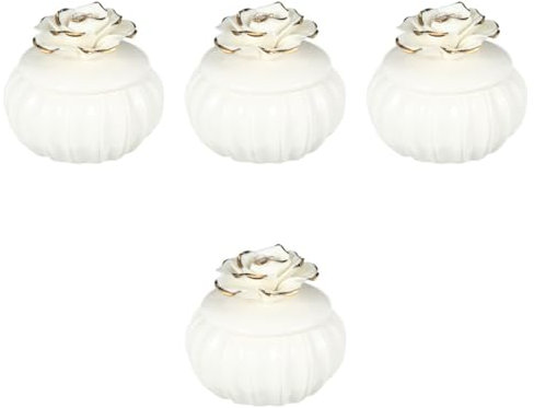 Garneck 4 Stück Schmuckschatulle Aus Keramik Ringhalteretui Schmuck Für Mädchen Aufbewahrungsbehälter Damen Ohrringe Vintage-ohrringe Heimzubehör Vorratsdose Weiß Schmuckstücke Fräulein