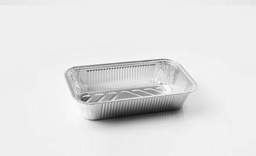 Inoverse Bandejas de aluminio, 100 unidades, 21,7 x 11,2 x 5,4 cm. Bandeja de aluminio para parrilla, bandeja de goteo de aluminio, para hornear, cocinar, barbacoa, cuencos de aluminio
