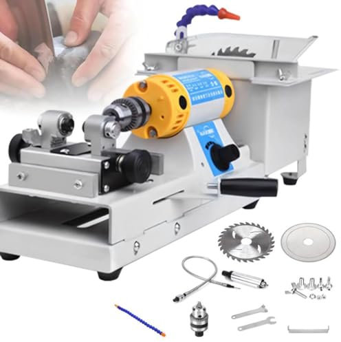 Gemstone Polisher Grinder Buffer Machine for Jewelry Making - Bench Lathe Cutting Machine, Tabletop Lapidary Equipment, Grinding Polishing