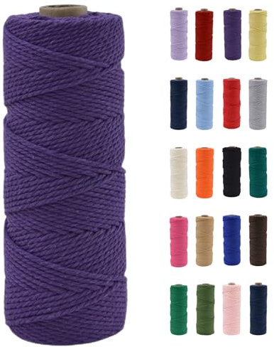POPOYU Cordoncino macramè da 2 mm, 100 m, in cotone naturale, macramè, viola scuro, senza sostanze chimiche, per fai da te, macramè, confezioni regalo, decorazioni natalizie per matrimoni