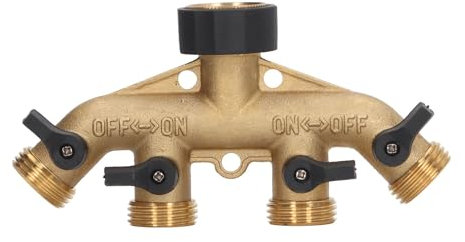 LCCEERD Verteiler für 4-Wege-Sprinkler, 3/4 Zoll (3/4 Zoll), Garten-Wasserhahn-Verteiler aus Messing, Wasserhahn-Adapter für Gartenbewässerung, Waschen von Haustieren (europäischer Stil)