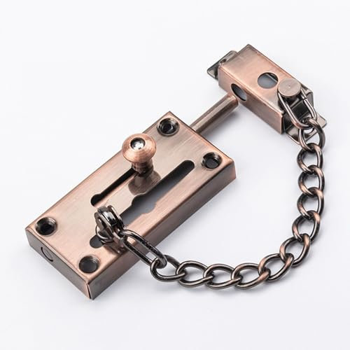 Heavy Duty Security Door Chain Lock, Sliding Bolt Door Latch with Thickened Chain, Metal Latch, for All Types of Doors, Windows(Metallic)