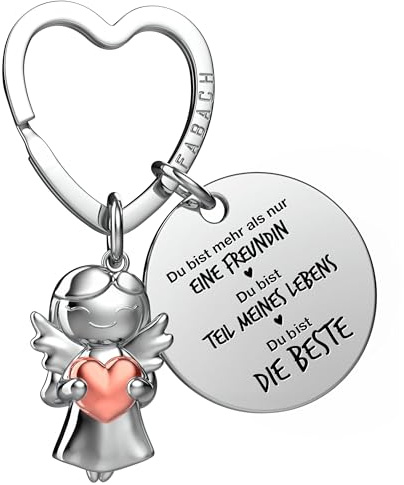 FABACH Beste Freundin Schlüsselanhänger Schutzengel mit Herz und Gravur - Beste Freundin Geschenke Schlüsselanhänger - Beste Freundinnen Geschenk Engel Glücksbringer Beste Freundin