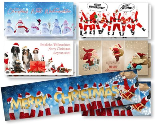 Edition Colibri 10 lustige Weihnachtskarten im Set mit Umschlag: DIN Lang (42 x 10,5 cm), Weihnachtsbillet, Weihnachten, christmas cards (11146-11159)