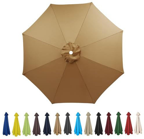 Khaki 3m Ersatz Gartenschirm Abdeckung Polyester Baldachin für 6 Arme Freischwinger Sonnenschirm Sonnenschutz