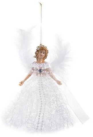 Weihnachtsengel Baumspitze, 22cm Engel Figur als Weihnachtsbaum Spitze Christbaumspitze Figuren, Tannenbaumspitze Baumschmuck Glitzer Engel Weihnachtsdeko