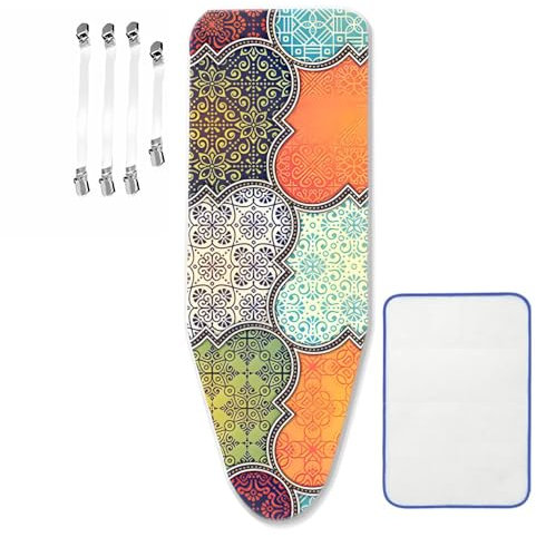 Bügelbrettbezug, XXL, Universal größe Bügeltischbezug, Extra Lage, 160 x 60 cm, Schöner Ersatz mit 4 Bügeltischspanner