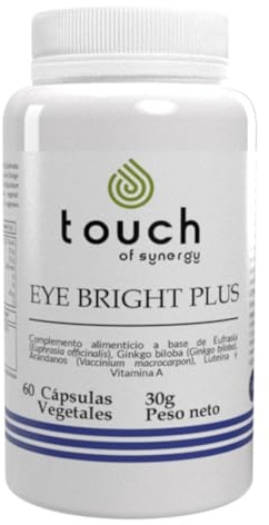 TOUCH OF SYNERGY – EYE BRIGHT PLUS – Salud Visual y Protección Ocular – Antioxidante para la Vista – Con Luteína, Zeaxantina y Vitaminas – 60 Cápsulas Vegetales