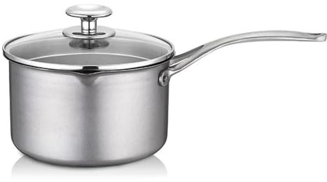 SGKOMN Titantopf, 18 cm, Topf aus reinem Titan, Milchtopf mit Glasdeckel, tragbarer Nudeltopf, Camping-Koch-Wok, Küchenkochgeschirr