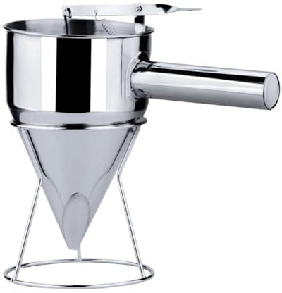 Embudos de cocina, embudos pequeños de metal, embudo dispensador de masa for waffles con soporte, dispensador de masa for panqueques, herramienta for hornear, embudo de acero inoxidable for bolas de p