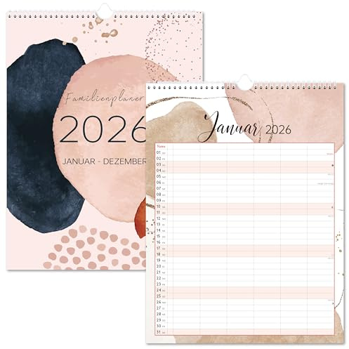 Wandkalender 2026 - Familienkalender 2026 6 Spalten, Kalender 2026 familienplaner von Januar - Dezember 2026, 33cm×44cm,Geeignet für Haus, Büro und Schule