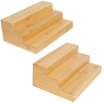 Ninebendstreams Bambus-Gewürzregal für Schrank, Holz-Gewürzregal für Küche, Speisekammer, Aufbewahrung, Organizer, 3 Etagen, Arbeitsplatte (2 Stück)