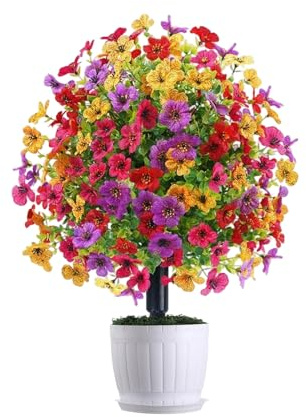 Genérico Plantas Artificiales para Exterior,Ramos De Violeta Artificial | Plantas Falsas Realistas Resistentes a UV con Soportes para Maceta Jardín Decoración del Hogar
