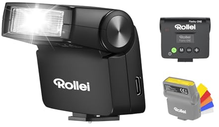 Rollei Flashy One Mini Flash Appareil Photo GN 16 Temps de Recyclage 0,01~2,5 s, Petit Camera Speedlite Universel Compatible avec Canon Nikon Sony Fujifilm Lumix, Mini-Flash-Appareil-Photo-Externe