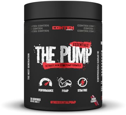 The Pump Stimulant-Free Pre-Workout Powder | Essentials Range | Intense Pump & Performance Formula | 30 Servings | Berry, Cherry & Strawberry Bubblegum Flavours (One Size, Cherry)