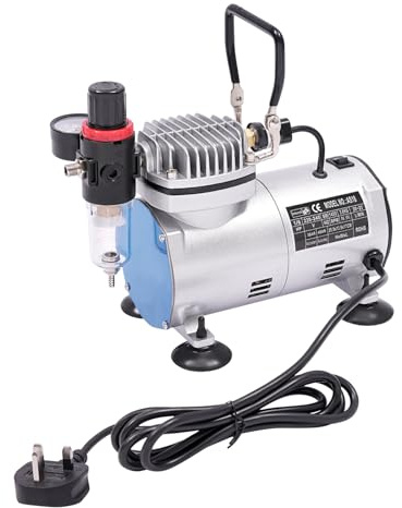 Airbrush Kit with Compressor & Spray Booth - 1/6HP 58PSI Set, 3 Spray Guns, Quiet 45dB Operation, 1200LM LED Station for Painting, Makeup, Nails & Tattoo Art