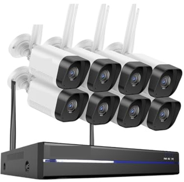 8MP Wireless CCTV System 16CH NVR Video Surveillance Kit Two Way Audio 4K Poe Camera 2/4/6/8 Pcs Wifi Security Cameras(None,16CH NVR 8Pcs Camera)