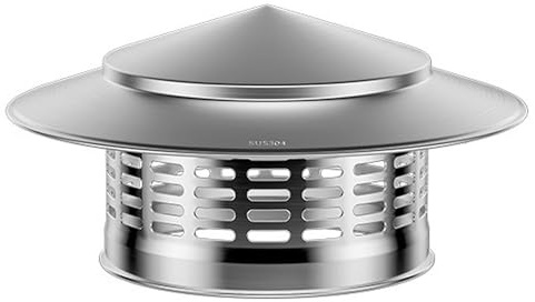 Comignolo Antivento Antipioggia Circolare Comignolo Canna Fumaria Acciaio Inossidabile, Design Della Griglia Ventilazione Senza Ostacoli Cappa di Sfiato(100mm)