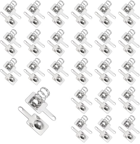 QUARKZMAN 24 Jeux De Ressorts De Contact pour Piles AAA Plaque Nickelée, 8 mm x 9 mm Conversion Positif vers Négatif Ressort De Remplacement pour Montage sur PCB Et Supports De Piles