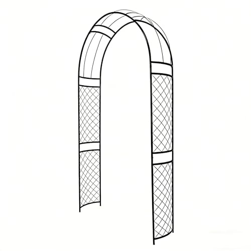 SCENDOR GARDEN Metall Rosenbogen 225x129x36 cm, Stabiler Gartenbogen aus Eisen mit Rautennetz, wetterfester Rankbogen für Kletterpflanzen, Rosen, Clematis, geeignet für Garten, Hochzeit und Terrasse