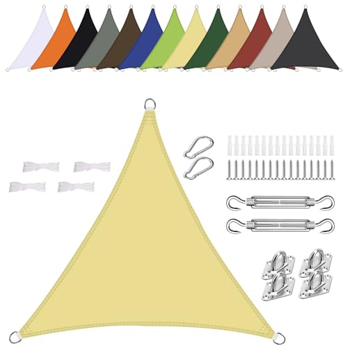 Vela ombreggiante Triangolo equilatero 1.6x1.6x1.6m Impermeabile Tenda a Vela Parasole Protezione Solare Anti UV per Giardino Esterno Terrazza-Beige