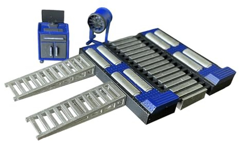 TWTCZOZ Kit de Levage Miniature pour Garage, Outil D'atelier Automobile, Modèle Réaliste En Résine à L'échelle 1/64, Idéal pour La Photographie, L', Bleu