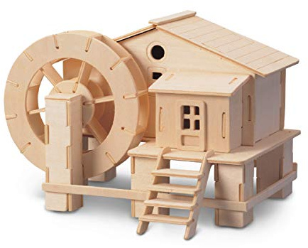 Puzzled Water Mill 3D Puzzle Woodcraft Jigsaw Construction Kit - 65 Pieces