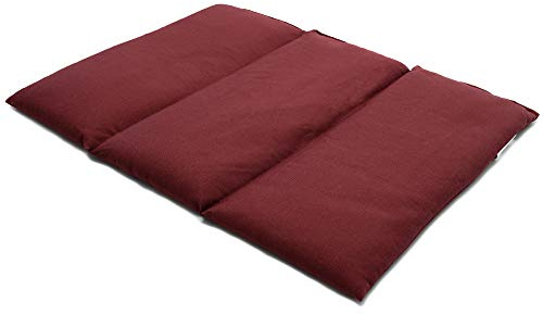Coussin aux graines de lin - Taille 40x30-3 compartiments - bordeaux - Coussin thermique - Coussin aux graines - Compresse froide -