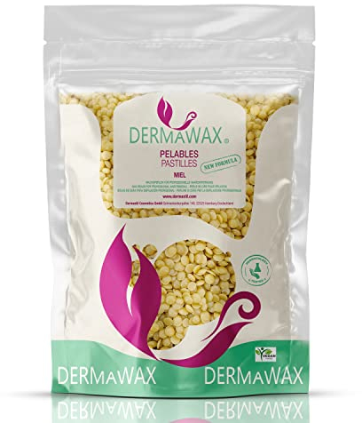 Dermawax Honig Wachsperlen – Professionelle Haarentfernung für große Körperzonen (Beine, Rücken, Bikini) & Intimbereich – Schnelle Anwendung ohne Streifen – Made in France (1 kg, Honig)