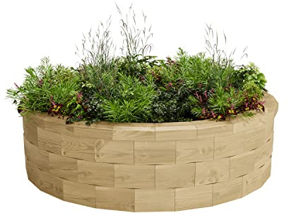 WoodBlocX Raised Beds For Garden, Circular Outdoor Round Wooden Planters To Grow Plants, Flowers & Vegetables. Large Raised Bed Planter- Easy To Assemble, No Power Tool Needed (123x25)
