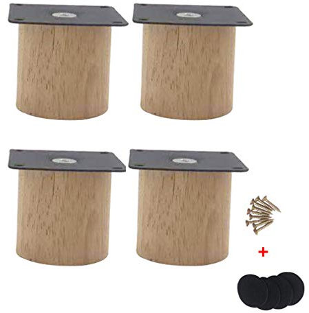 4 Piezas de Patas Redondas para Muebles,Madera de Caucho,Patas de Soporte para Sofá,Patas de Mesa de Café Modernas Medievales,con Tornillos(5cm/1.97in)