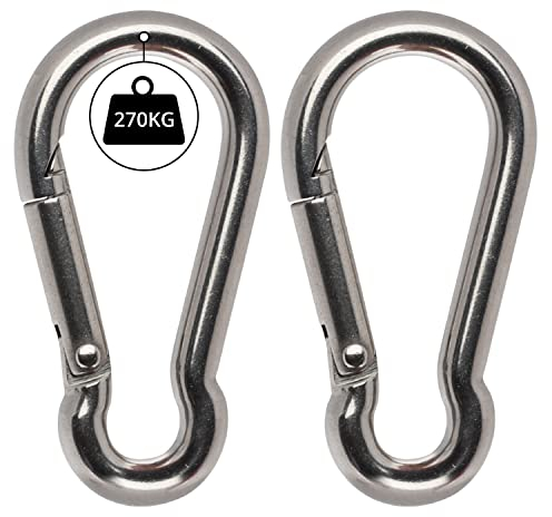 Belle Vous Edelstahl Karabinerhaken mit Schnappverschluss M12 Karabiner Haken (2 STK) - 13,8cm Schnapphaken Belastbar Schäkel Wetterfest für Außen/Innen für Schlüsselanhänger, Campen, Angeln, Wandern
