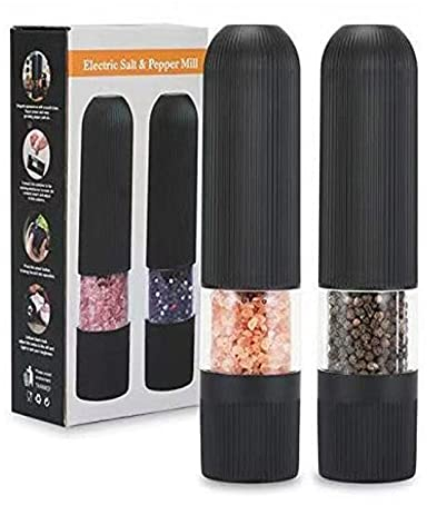 red temp Lot de 2 moulins à sel et poivre électriques automatiques avec lumière LED, fonctionnement à piles, grosseur réglable, moulins à épices