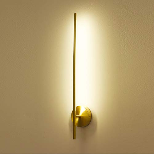 VOMI Tricolor Dimmbar Wandleuchte LED Metall Messing Wandlampe Modern Innen Wandbeleuchtung Energie Sparen Wohnzimmerleuchten mit Silikon Lampenschirm für Schlafzimmer Restaurant, 60cm Golden