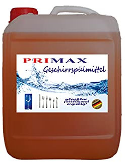 Primax Geschirrspülmittel, Spülmittel, hohe Fettlösekraft für strahlende sauberes Geschirr, hautfreundlich und sanft in der Familienpackung, 5 Liter