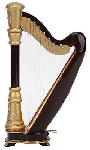 Hapivida Mini Arpa Modello in Legno, Elegante Modello di Arpa Lira per Decorazione, 16cm, Strumento Musicale Decorativo per Casa delle Bambole Ufficio e caffè, Regalo di Compleanno