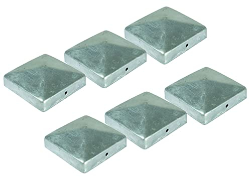 6 tapas para postes de 71 x 71 mm, galvanizadas en caliente