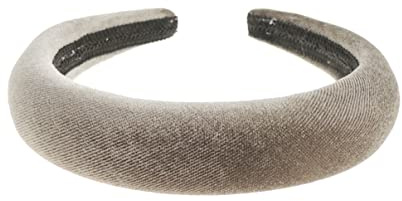 Haarreif für Damen, Hochzeit, Braut, Abend, breit, flach, gepolstert, Samt, Velours, Grau
