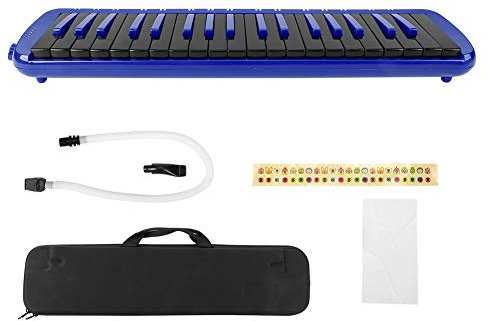 Melodica 37 Tasten, Blasmusikinstrument mit Tragetasche, Geeignet für Anfänger Zum Üben(Blau)