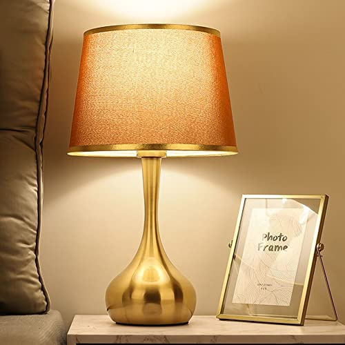 Mengjay Nachttischlampe E27 Tischleuchte, Tischlampe Weißer/Kaffee Lampenschirm, Stoff Schirm, Gold，sehr passend für Schlafzimmer Bar Restaurant Cafe. (Kaffee)
