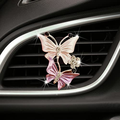Voiture éVent Srliya 10 * 5 * 2 2 Pcs Papillon De Voiture Air Vent Clip De Voiture Parfum Diffuseur De Voiture Désodorisant De Voiture Bling Accessoires (rose)