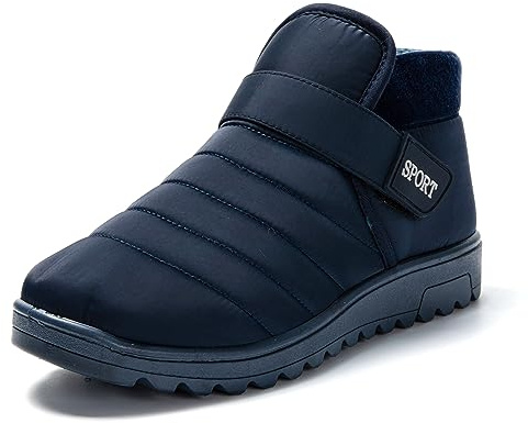 JOMIX Zapatillas Hombre Invierno Calientes Pantuflas Cerradas de Felpa Botas con Cierre Exterior, Navy, 46 EU